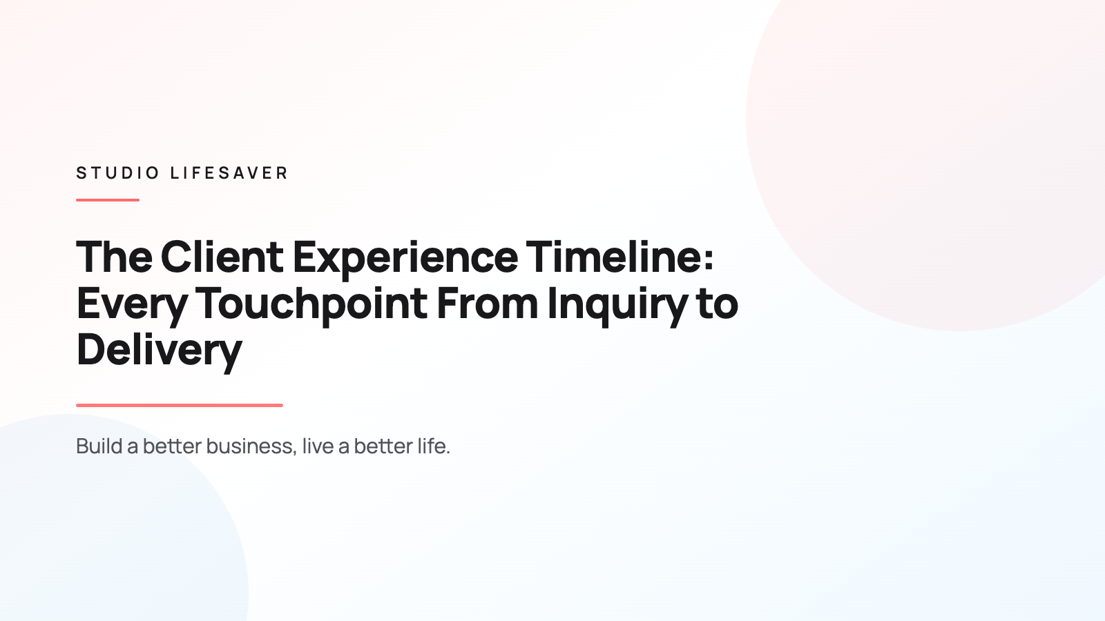 Title card: The Client Experience Timeline — Every Touchpoint From Inquiry to Delivery
